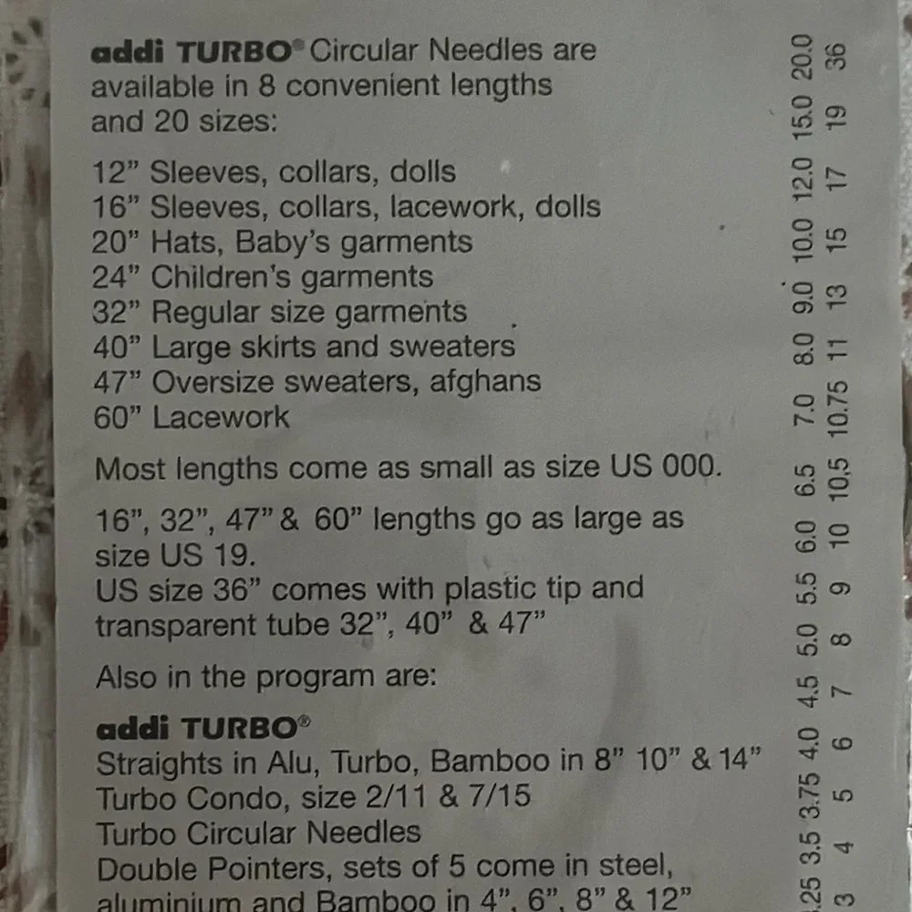 Addi Turbo Circular Knitting Needles